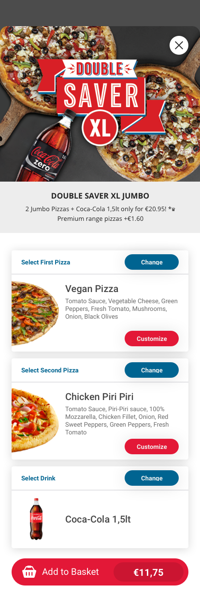 Offer modal with selections