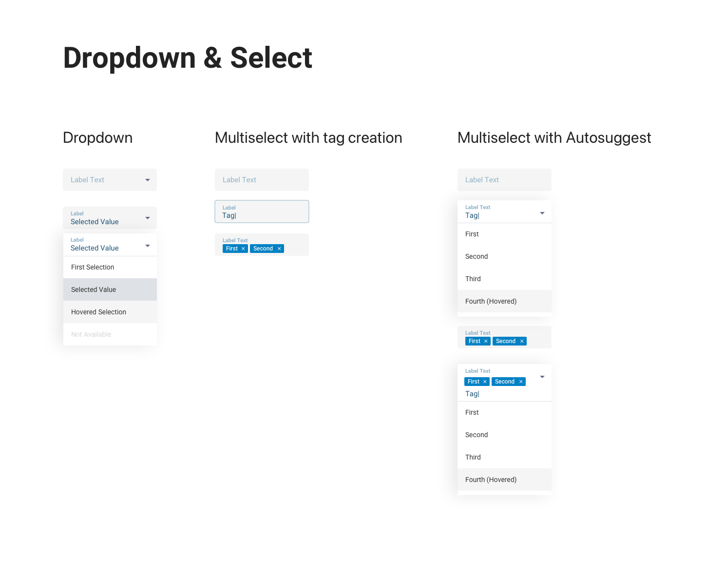 Dropdown select components