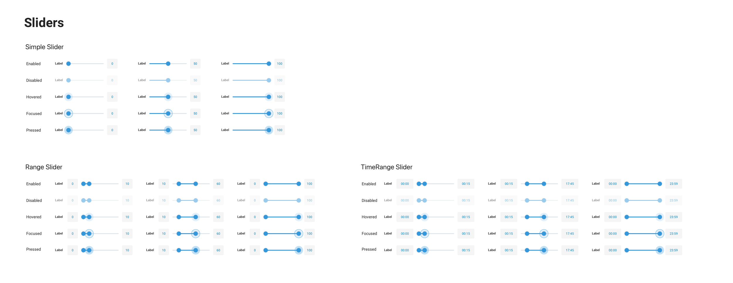 Range slider components