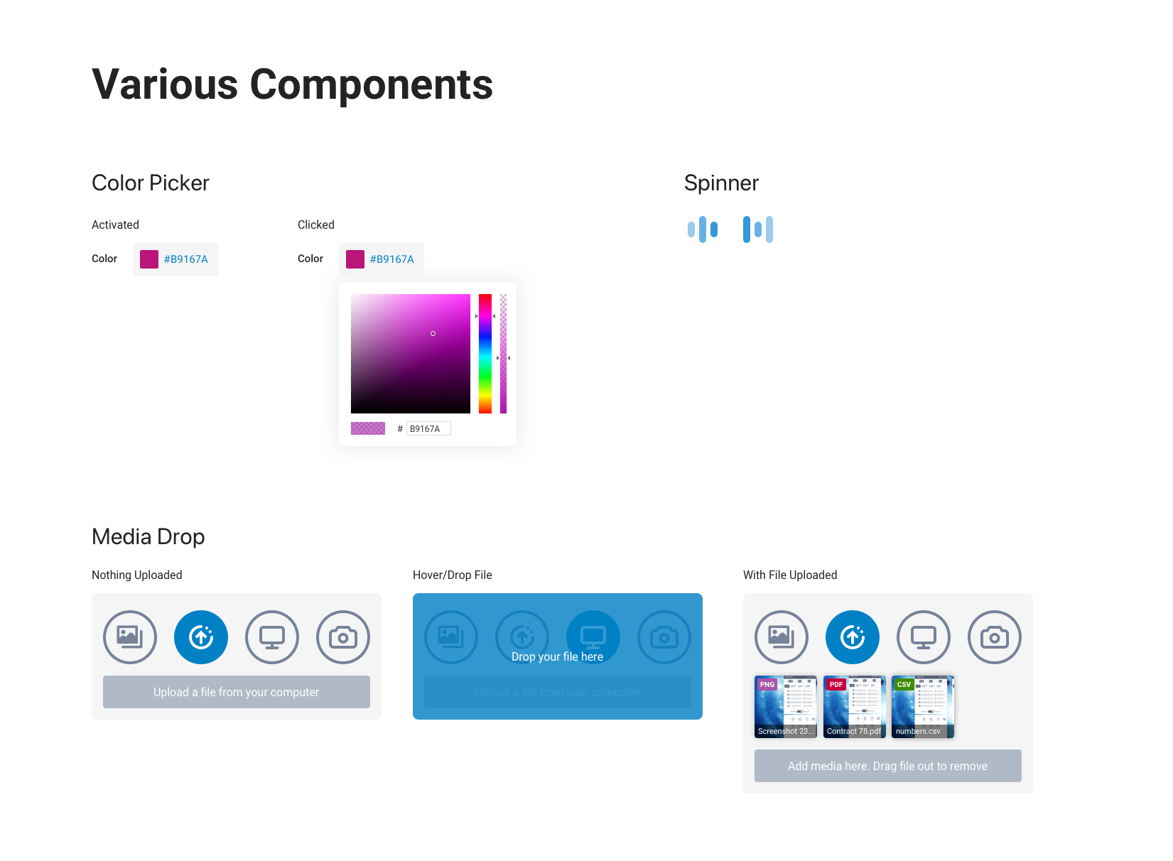 Miscellaneous UI components