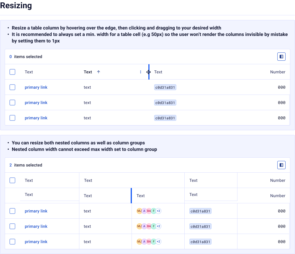 Datagrid — column resizing