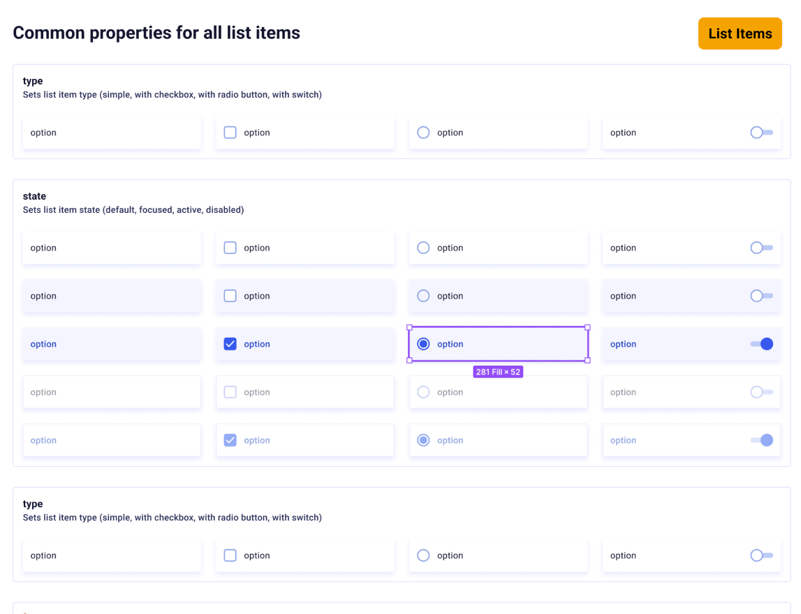 Data Display components, List Items